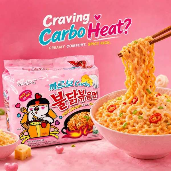 Samyang Carbonara Hot Chicken Ramen Noodles - 140g (5Pcs)